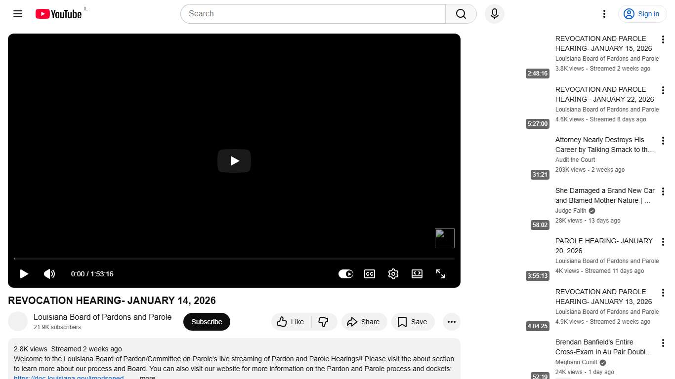 REVOCATION HEARING- JANUARY 14, 2026 - YouTube